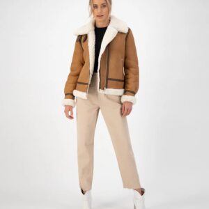 “Women’s Brown Sheepskin Leather Jacket