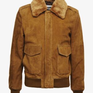 Men’s Brown Suede Leather Bomber Jacket