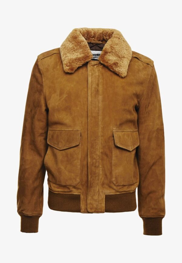 Men’s Brown Suede Leather Bomber Jacket