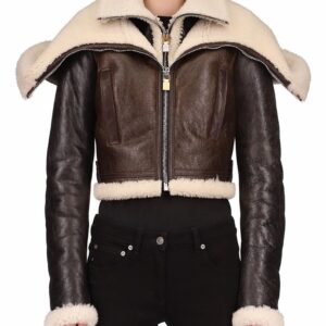 Women’s Crop Shearling Aviator Leather