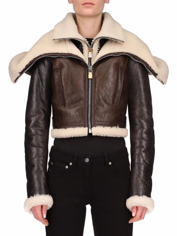 Women’s Crop Shearling Aviator Leather