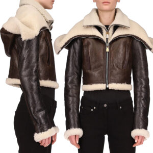 Women’s Crop Shearling Aviator Leather