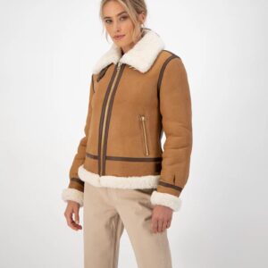 “Women’s Brown Sheepskin Leather Jacket