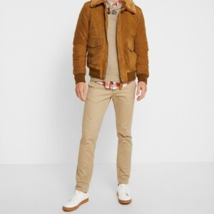 Men’s Brown Suede Leather Bomber Jacket