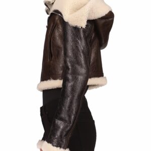 Women’s Crop Shearling Aviator Leather