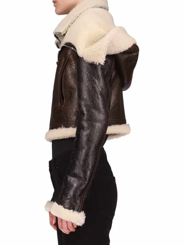 Women’s Crop Shearling Aviator Leather