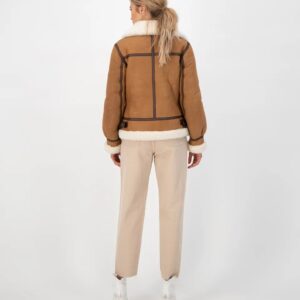 “Women’s Brown Sheepskin Leather Jacket