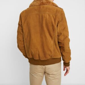 Men’s Brown Suede Leather Bomber Jacket