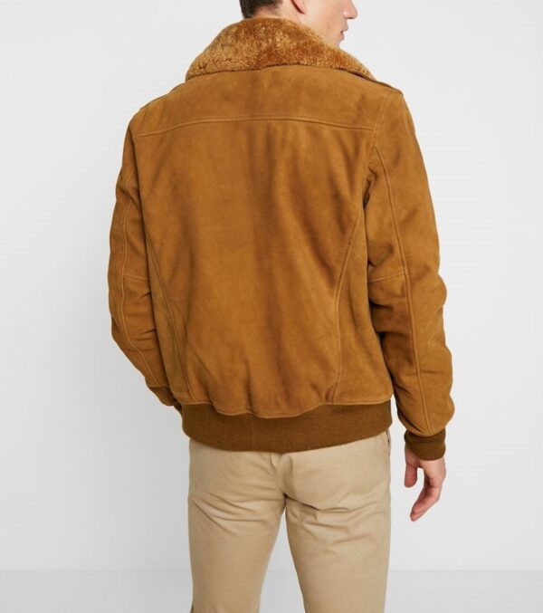 Men’s Brown Suede Leather Bomber Jacket