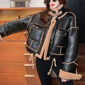 Genuine Leather Women Aviator Jacket