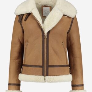 “Women’s Brown Sheepskin Leather Jacket