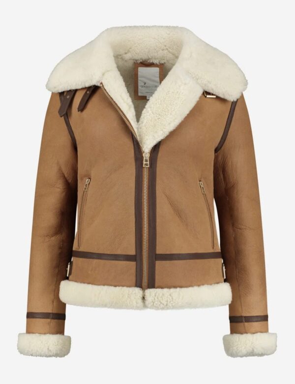 “Women’s Brown Sheepskin Leather Jacket