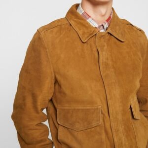 Men’s Brown Suede Leather Bomber Jacket