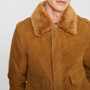 Men’s Brown Suede Leather Bomber Jacket